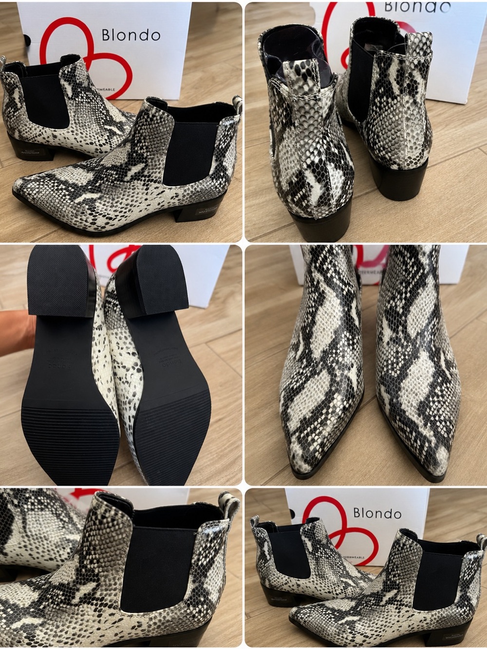 Blondo Snake-Print Chelsea Ankle Boots - Black & White